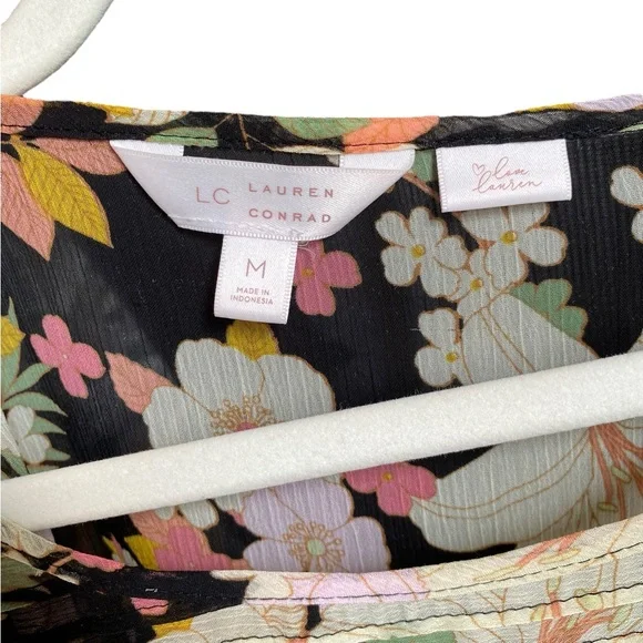 LC Lauren Conrad Floral Chiffon Peasant Top - Picture 8 of 8